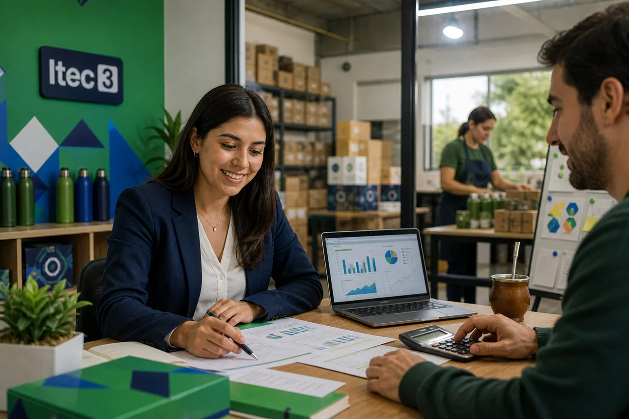 Escena ilustrativa de gestión de una pequeña empresa